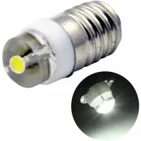 Bombilla Led E10 Dc 3v 0.5w 6000k Blanca 200lm Para Linterna, Tierra Negativa (paquete De 1)