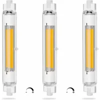 Bombilla Led Cob Regulable R7s De 118 Mm Y 20 W, De Bajo Consumo. Equivalente A Lámpara Halógena J118 Mm De 200 W, Luz Blanca Cálida De 3000 K, Sin Parpadeo, 2000 Lúmenes, Ángulo De Haz De 360°, Cri 9