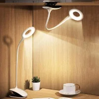 Lámpara De Lectura Led Con Clip, Lámpara De Escritorio Para Niños Con Cuello Flexible, Recargable Por Usb, Para Lectores Electrónicos, Estudio Y Trabajo, Color Blanco.