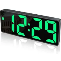 Reloj Despertador Digital, Pantalla Led Grande, Superficie De Espejo, Función De Repetición De Alarma Y Puerto De Carga Usb, Brillo Ajustable, Ideal Para Dormitorio U Oficina.
