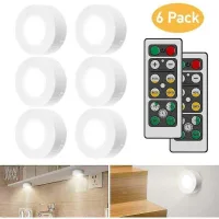 Luces Led Para Armarios Con Mando A Distancia, Juego De 6 Luces Para Armarios - Blanco
