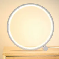 Lámpara De Mesilla Led, Lámpara De Mesa Táctil, Regulable, 3 Colores, 10 Niveles De Brillo, Diseño Circular Moderno, Material Metálico, Lámpara De Lectura Para Escritorio O Dormitorio.
