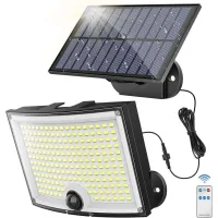 Luz Solar Exterior Con Sensor De Movimiento [202 Led, 3 Modos, Iluminación De 210°, Ip65] Luz Solar Exterior, Foco Led, Proyector Led Exterior, 1 Unidad [clase Energética A]