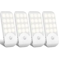 Luz Nocturna Led Recargable, [4 Piezas] Lámpara Led Con Sensor De Movimiento Automático, Luz De Pared Magnética Portátil, Para Armario, Dormitorio, Pasillo, Vestidor, Escalera [12 Led] [3 Modos]