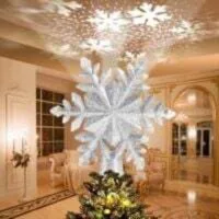 Proyector 3d Estrella Giratoria Adorno Para La Cima Del Árbol De Navidad Con Luz Led Decoración Giratoria Para Árboles De Navidad De Interior Y Exterior, Ideal Para Decoraciones Navideñas Y