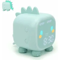 Bonito Despertador Infantil, Multifuncional, Con Luz Nocturna Ajustable, Temporizador De Cuenta Atrás, Función De Repetición, Control Por Voz Y Recargable (verde).