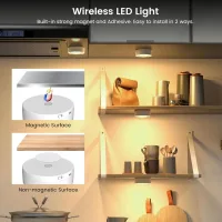 Luz Led Recargable Para Cocina, Luz Inalámbrica Para Debajo De Los Gabinetes, Foco Led Con Control Remoto, Funciona Con Batería Usb, Iluminación Especial Regulable De 12 Colores (2 Piezas Blancas) [cl
