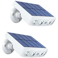 2 Focos Solares Para Exteriores Con Sensor De Movimiento Y Diseño De Cámara De Seguridad Simulada (luz Blanca)