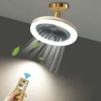 Ventilador De Techo Silencioso Con Luz Led Integrada De 30 W Y Control Remoto Regulable, Lámpara De Techo Pequeña E27, Ventilador Para Dormitorio, Comedor, Cocina, Ángulo Ajustable, Gris.