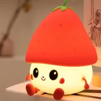 Bonita Lámpara De Noche De Silicona Con Forma De Fresa Para Niños - Lámpara De Mesita De Noche Recargable, Luces Para La Habitación Del Bebé, Decoración Para Bebés Y Niñas Pequeñas (rojo)