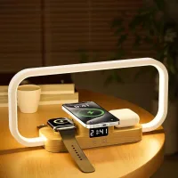 Lámpara De Mesilla 3 En 1 Con Cargador Inalámbrico Y Puerto Usb, Lámpara De Mesa Con Control Táctil Regulable De 5 Colores, Estación De Carga Para Ipod, Reloj Y Smartphone Para Dormitorio (blanco) [cl