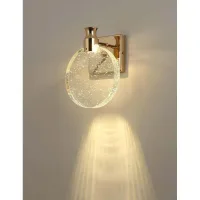 Aplique De Pared De Cristal, Lámpara De Pared Interior De Lujo De Estilo Nórdico, Lámpara De Pared Redonda Creativa Para Dormitorio, Mesita De Noche, Sala De Estar, Baño, Tocador, Pasillo (dorado, Gra