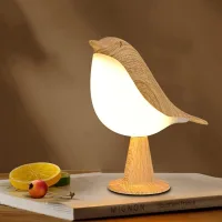 Lámpara De Mesita De Noche Con Control Táctil, Lámpara Aromática, Lámpara De Escritorio Led Con Forma De Pájaro, Puerto De Carga Usb Y Luz Nocturna Regulable En 3 Niveles (madera).