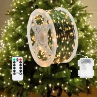 Guirnalda De Luces Led Para Árbol De Navidad, Iluminación Exterior A Pilas, Decoración Navideña Con 100/200/300/400 Led Para Fiestas Navideñas, Jardines, Patios, Terrazas Y Bodas (blanco Cálido, 20 M)