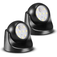 Foco Led Con Detector De Movimiento, 2 Unidades, Proyector Led Inalámbrico, 150 Lúmenes, Esfera Extraíble, Rotación E Inclinación De 360 Grados, Funciona Con Pilas.