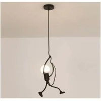 Lámparas Colgantes Modernas Y Creativas Con Pequeñas Figuras Negras De Dibujos Animados, Ideales Para La Habitación De Un Niño. Medidas: 26 Cm De Diámetro X 140 Cm De Alto. Bombilla E27. Accesorios In