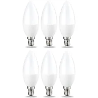 Bombillas Led Pequeñas Con Forma De Llama Amazon Basics, Paquete De 6, Base De Rosca Edison E14, 4,9 W (equivalente A 40 W), Luz Blanca Cálida, No Regulables.