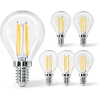 Bombilla Led De Filamento E14, Luz Blanca Cálida 3000k, 470lm, 4w (equivalente A Una Bombilla Incandescente De 40w), G45, Ángulo De Haz De 360º, No Regulable, Paquete De 5 [clase Energética E]