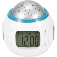 Reloj Despertador Con Proyector, Luz Nocturna Led Con Proyector De Estrellas, Reloj Despertador Musical, Calendario Multifuncional, Indicador De Temperatura, Luz Nocturna Para Niños (pilas No Incluida