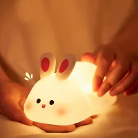 Lámpara De Noche Táctil Con Forma De Conejo, Luz Nocturna Recargable De Silicona Para Bebés, Lámpara De Conejo Con 3 Niveles De Brillo Ajustables, Lámpara De Conejo Portátil Para Niños, Niñas Y Niños,