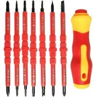 Juego De Destornilladores Eléctricos Aislados De 7 Piezas, Kit De Herramientas Multifuncional 14 En 1 Para Electricistas Con Puntas De Aleación Intercambiables.