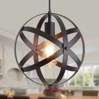 Lámpara Colgante Vintage, Lámpara De Techo Industrial Negra Con Jaula, Lámpara De Techo Con Pantalla Metálica E27 Para Restaurante, Bar O Comedor [clase Energética E]