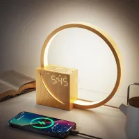 Lámpara De Mesita De Noche Led Con Despertador, Puertos De Carga Usb, Lámpara De Mesa Regulable Con 3 Modos De Brillo, 10 Sonidos Naturales Para Adultos Y Niños, Para Dormitorio U Oficina [clase Energ