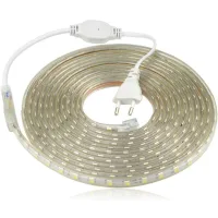 Tira De Led, Tira De Led Impermeable, Tira De Luz Led De 220 V, Tira De Led Impermeable 5050 Ip65, Blanco Cálido, 8 Mm De Ancho (4 M)