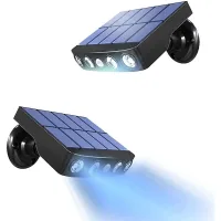 Luz Solar Para Exteriores, [2 Piezas] Luz Solar Para Exteriores Con Sensor De Movimiento, Foco Solar Para Exteriores De 360° [1200 Mah] Linterna Solar Impermeable Para Jardín (negra) [clase Energética