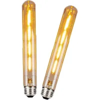 Paquete De 2 Bombillas Led T30 E27 De Tubo Largo, Bombillas Decorativas Edison Retro Vintage De 4 W (reemplazan Bombillas Halógenas De Rosca De 40 W) Lámpara Led De Filamento T30 Blanco Cálido 2700 K