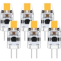 Bombilla Led G4 De 2w, Paquete De 6 Bombillas G4 De 12v, Luz Blanca Cálida De 3000k, Equivalente A Una Bombilla Halógena G4 De 15w, 200lm, Regulable, Ángulo De Haz De 360°, Sin Parpadeo.