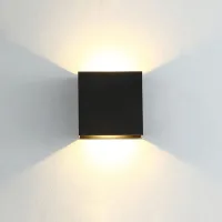 Aplique De Pared Led Moderno De Aluminio, Cuadrado, Negro, 10 X 10 X 5 Cm, Resistente Al Agua, Apto Para Uso Interior O Exterior En Salón, Dormitorio, Pasillo, Jardín.