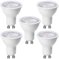 Paquete De 5 Bombillas Led Gu10 De 6 W (equivalente A 60 W), Luz Blanca Cálida De 3000 K, 500 Lúmenes, Bombilla Led Gu10 Con Haz Amplio De 120°, Foco Empotrable Sin Parpadeo, Regulable [clase Energéti