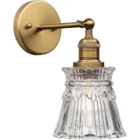 Aplique De Pared Industrial Vintage E27 Con Pantalla De Cristal A Rayas En Forma De Flor Para Salón, Dormitorio, Comedor Y Espejo.