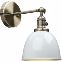 Aplique De Pared Metálico Regulable, Pantalla De Hierro En Forma De Cuenco, Iluminación Industrial Retro En Color Blanco (bombilla No Incluida).