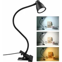 Lámpara Led De Pinza Para Escritorio, 3 Colores De Brillo Ajustables, Lámpara Usb De Pinza Para Mesita De Noche, Lámpara De Lectura Flexible De 360° Con Protección Ocular Para Estudiar Y Trabajar.