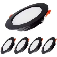 Foco Led Empotrable Negro Para Hoteles, Edificios Comerciales E Industriales Iluminación De Techo Sin Deslumbramiento Ahorro De Energía 80–90 Mm Paquete De 5