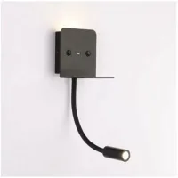 Aplique De Pared Led Slange De 3w + Lámpara De Lectura Con Puerto Usb – Negro
