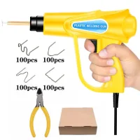 Máquina De Soldadura De Plástico Con Pistola De Aire Caliente, Soldador De Parachoques Amarillo, Kit De Reparación De Parachoques De Coche Con Grapadora Caliente, Soldador De Plástico