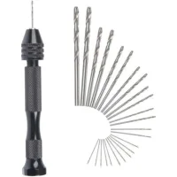 Mini Taladro Manual Con Brocas Helicoidales + 25 Microbrocas Inalámbricas En Un Taladro De Aluminio. Herramientas Rotativas, Brocas Helicoidales Ajustables, Pirograbado, Proyectos De Bricolaje (plásti