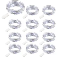 Paquete De 12 Guirnaldas De Luces A Pilas, 20 Led, Cable De Cobre De 2 M, Resistente Al Agua Ip65, Color Plateado, Cable Blanco Frío, Iluminación Ambiental Para Navidad, Fiestas, Bodas, Jardín, Patio,