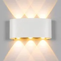 Aplique De Pared Led Para Exteriores De 6w, Luz Blanca Cálida, Ip65, Iluminación De Pared Moderna Con Efecto De Luz Hacia Arriba Y Hacia Abajo, Aluminio (6w Blanco Cálido)