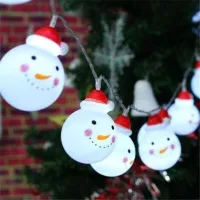 Guirnalda De Luces Exteriores Con Forma De Muñeco De Nieve, Ideal Para El Hogar, Bodas, Fiestas De Cumpleaños Y Jardines. Funciona Con Pilas. 1,5 M, 10 Luces Led.