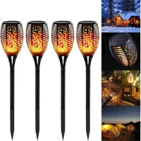 Antorchas De Jardín, Paquete De 4 Antorchas Solares Led Con Función De Llama, Resistentes Al Agua Ip65, Lámparas Decorativas Y Luces Solares, Decoración De Jardín/sendero/patio