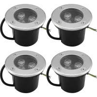 Paquete De 4 Focos Led Empotrables De 3w Ip65 Para Uso Exterior, 270 Lúmenes, Redondos, Ideales Para Patios, Jardines, Caminos, Patios Y Garajes. Luz Blanca Cálida.