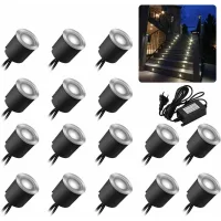 Juego De 16 Focos Led Empotrables Para Suelo, Grado De Protección Ip67, 0,6 W, 32 Mm De Diámetro, Luz Blanca De 4000 K, 12 V, Acero Inoxidable - Ip67-0