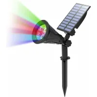Lámpara Solar De Jardín Para Uso Exterior, Foco Solar Con 4 Colores Cambiantes, Inalámbrico, Resistente Al Agua Ip65, Con Ángulo De Inclinación Ajustable De 180° Para Jardín, Patio, Camino Y Entrada.