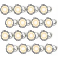 Juego De 16 Focos Led Empotrables E Impermeables (ip67), Luz Blanca Cálida (2700 K), Para Terrazas De Madera Y Hormigón, Capacidad De Carga De Hasta 100 Kg – 12 V Cc