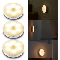 Juego De 3 Luces Con Sensor De Movimiento, Iluminación Para Armarios/estantes, Luz Nocturna Led, Lámpara Led Inalámbrica, Luces Nocturnas Recargables Para Vitrinas, Cocina, Dormitorio, Tocador, Pasill