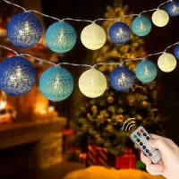 Guirnalda De Luces Led Usb Con Efecto De Bolas De Algodón, 3 M, 20 Led, 8 Modos Con Mando A Distancia Y Temporizador, Ideal Para Balcón, Navidad, Bodas, Fiestas Y Dormitorio.